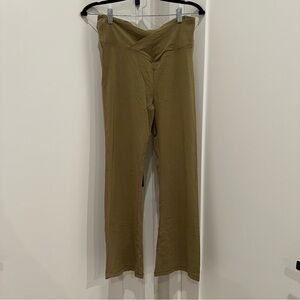 Olive Crossover Flare Leggings